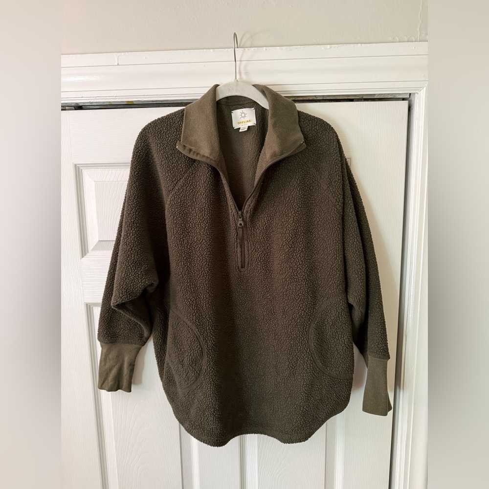 Offline Olive Zip-Up Sweater